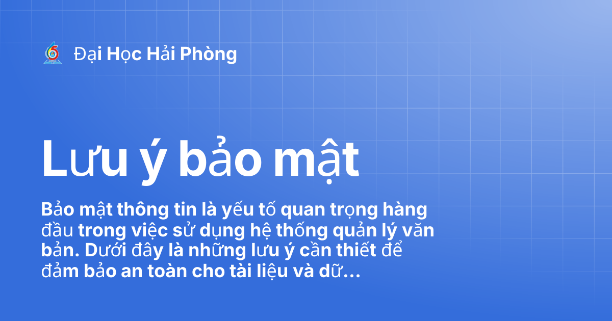 Lưu ý bảo mật | Đại Học Hải Phòng